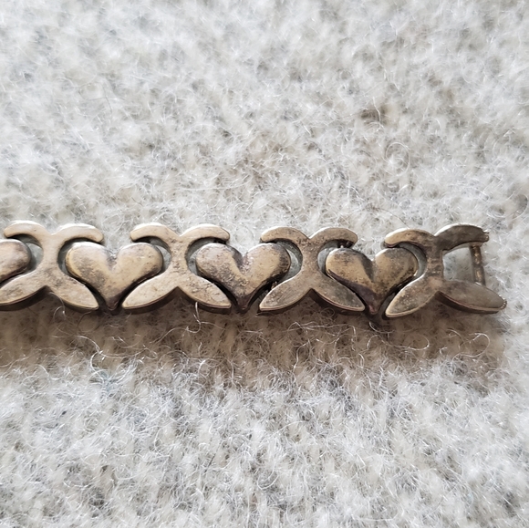 Sterling Silver heart bracelet 925 vintage chunky - Picture 6 of 6